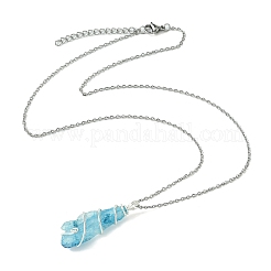 Electroplated Natural Quartz Crystal Prism Copper Wire Wrapped Pendant Necklaces&nbsp;NJEW-JN05027-02