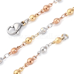 3-Color 304 Stainless Steel Ball Link Chain Necklaces&nbsp;NJEW-Q013-06