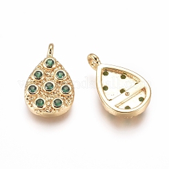 Brass Micro Pave Cubic Zirconia Pendants&nbsp;KK-D156-07G-D