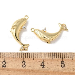 Brass Micro Pave Clear Cubic Zirconia Connector Charms&nbsp;KK-Q031-11G