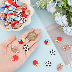 80Pcs 4 Styles Sports Theme Opaque Resin Cabochons&nbsp;RESI-SC0002-62