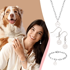 24Pcs 6 Styles Dog Paw Print Shape Stainless Steel Pendants&nbsp;FIND-GA0007-25