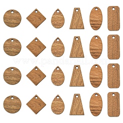 30Pcs 6 Styles Walnut Wood Pendants&nbsp;WOOD-YW0001-59