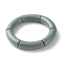 Opaque Chunky Acrylic Curved Tube Beads Stretch Bracelets for Men Women&nbsp;BJEW-JB07317