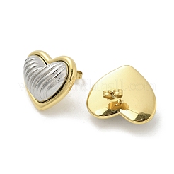 304 Stainless Steel Two Tone Stud Earrings&nbsp;EJEW-A124-01D