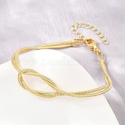 Brass Round Snake Chain Knot 2-Strand Bracelets for Women&nbsp;KK-CBA68DA-17C-G