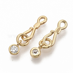 Brass Micro Pave Clear Cubic Zirconia Hook and S-Hook Clasps&nbsp;KK-T051-26G-NF