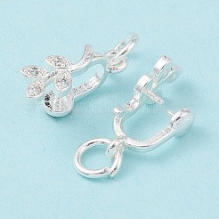 Rack Plating Brass Pave Cubic Zirconia Leaf Shape Ice Pick Pinch Bails&nbsp;KK-G464-07S