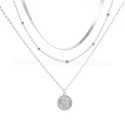 Alloy Flower Coin Pendant 3 Layered Necklaces for Women&nbsp;FS-WGE6B44-02