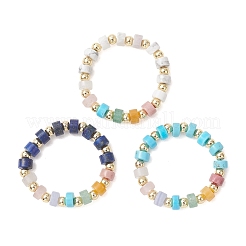 3Pcs Gemstone Disc Bead with Brass Finger Rings&nbsp;RJEW-JR00985-01