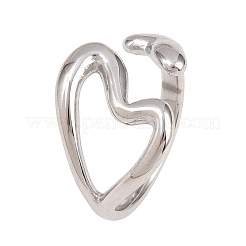 Heart 304 Stainless Steel Cuff Open Rings for Women&nbsp;RJEW-A106-01P