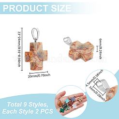 18Pcs 9 Styles Natural & Synthetic Mixed Gemstone Pendants&nbsp;G-UN0001-43