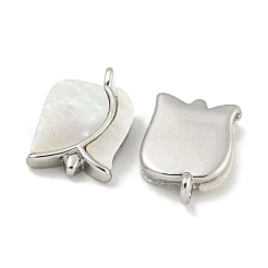 Brass Pave Sea Shell Rose Flower Charms&nbsp;KK-Q820-17P