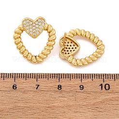 Heart Brass Micro Pave Clear Cubic Zirconia Stud Earrings&nbsp;EJEW-R025-09G