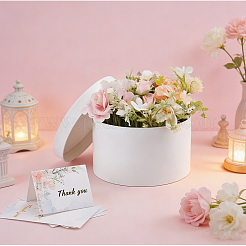 1Pc Round White Paper Gift Packing Boxes with Lid&nbsp;CON-NB0002-49