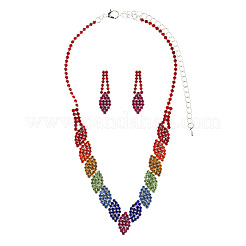 Horse Eye Alloy Rhinestone Chain Necklaces & Stud Dangle Earrings Sets&nbsp;FS-WG777BF-01