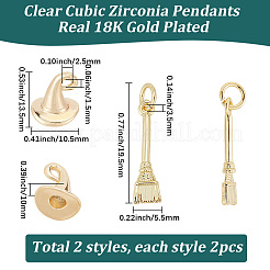 4Pcs 2 Styles Brass Pendants&nbsp;KK-SC0008-09