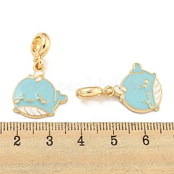 Rack Plating Alloy Enamel Whale European Dangle Charms&nbsp;FIND-B034-53G-02
