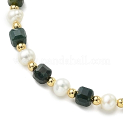 Adjustable Natural Gemstone & Cultured Freshwater Pearl Beads Slider Bracelets for Women&nbsp;BJEW-JB13609