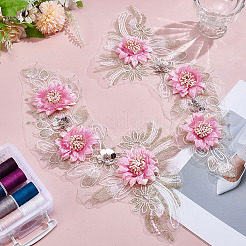 2Pcs Flower Polyester Embroider Thread Iron on/Sew On Patches&nbsp;DIY-ME0001-67A