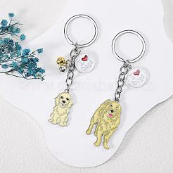 WEWAYSMILE 2 pcs Dog Keychain Car Keychain Pet Pendant Key-Ring Lovely Dog Key-ring Portable Metal Keychain Gift for Pet Lover Birthday Puppy Theme Party Supplies (Golden Haired Dog)&nbsp;JX787A