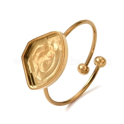 Lip 304 Stainless Steel Open Cuff Bangle Makings with Bezel Tray&nbsp;SA-CBABF3F-03G-02