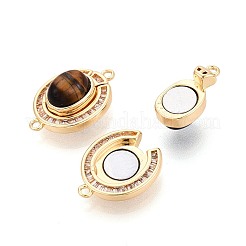 Brass Pave Clear Cubic Zirconia Magnetic Clasps&nbsp;KK-N287-10G-02