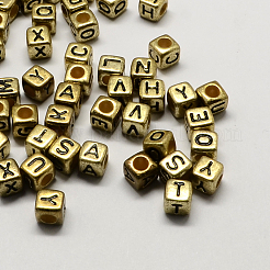Antique Golden Plated Large Hole Acrylic European Beads&nbsp;X-PACR-Q099-M02