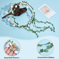 2Pcs 2 Colors Polyester Artificial Rose Garland Headbands Hair Vine&nbsp;AJEW-CP0008-26C