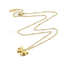 304 Stainless Steel Satellite Chain Bowknot Pendant Necklaces&nbsp;NJEW-N055-16G