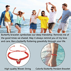 7Pcs 7 Colors Alloy Acrylic Butterfly Charm Bracelets Set&nbsp;BJEW-AN0001-79