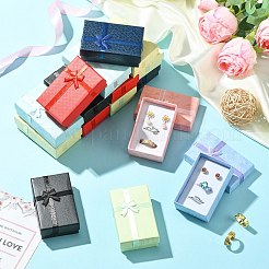 24Pcs 8 Colors Rectangle with Bowknot Paper Ring Storage Boxes&nbsp;CON-CJ0001-26