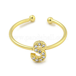 Rack Plating Brass Open Cuff Rings for Women&nbsp;RJEW-F162-02G-S