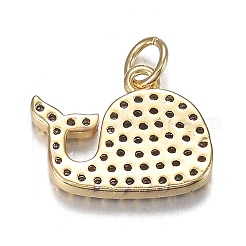 Brass Micro Clear & Black Cubic Zirconia Charms&nbsp;ZIRC-F120-058G