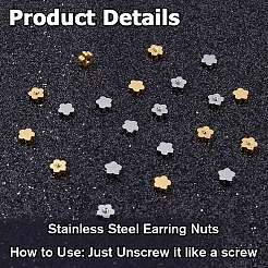72Pcs 2 Colors Stainless Steel Ear Nuts&nbsp;STAS-HS0001-66