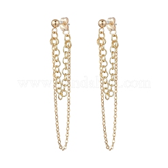 Brass & 304 Stainless Tassel Steel Stud Earrings&nbsp;EJEW-JE06879