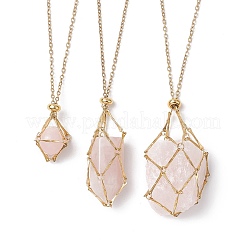 3Pcs 3 Styles 304 Stainless Steel Cable Chain Macrame Pouch Empty Stone Holder Necklace Making&nbsp;NJEW-JN04974