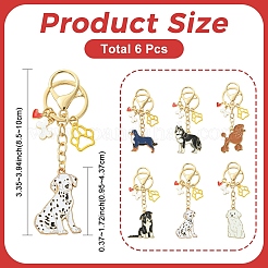 6Pcs 6 Styles Alloy Enamel Keychain&nbsp;HJEW-YW00562