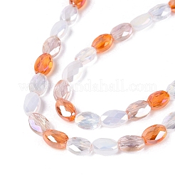 Electroplate Imitation Jade & Opaque & Transparent Glass Beads Strands&nbsp;EGLA-Q135-4x6MM-01C