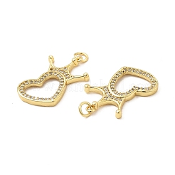 Brass Micro Pave Clear Cubic Zirconia Pendants&nbsp;KK-E068-VB184