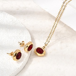 304 Stainless Steel & Cubic Zirconia Stud Earrings & Pendant Necklaces & Link Bracelets Sets&nbsp;SA-CBADCF0-02G