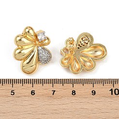 Brass Micro Pave Clear Cubic Zirconia Stud Earrings&nbsp;EJEW-U059-01B-GP