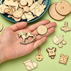 50Pcs Unfinished Wood Slices Art Pendants Chips&nbsp;WOOD-CJ0001-52