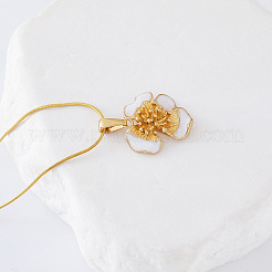 3Pcs Vintage Stainless Steel White Enamel Flower Pendant Necklaces for Women&nbsp;PZ9559
