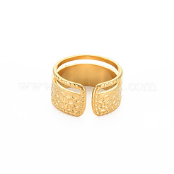 Ion Plating(IP) 304 Stainless Steel Hammered Open Cuff Ring for Women&nbsp;RJEW-S405-221G