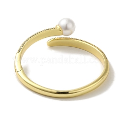 Rack Plating Brass Micro Pave Clear Cubic Zirconia Open Cuff Bangles for Women&nbsp;BJEW-P323-01G