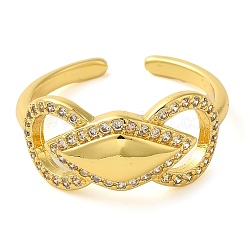 Bowknot Brass Micro Pave Clear Cubic Zirconia Open Cuff Rings for Women&nbsp;RJEW-Z070-06G