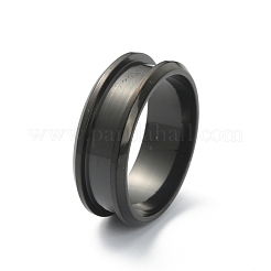 201 Stainless Steel Grooved Finger Ring Settings&nbsp;STAS-WH0029-52D-EB