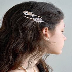 1Set Alloy Rhinestone Hair Barrettes Set with Pearl&nbsp;AJEW-LP0001-89G
