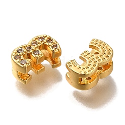 Rack Plating Number Brass Micro Pave Clear Cubic Zirconia Silde Charms&nbsp;KK-A231-13D